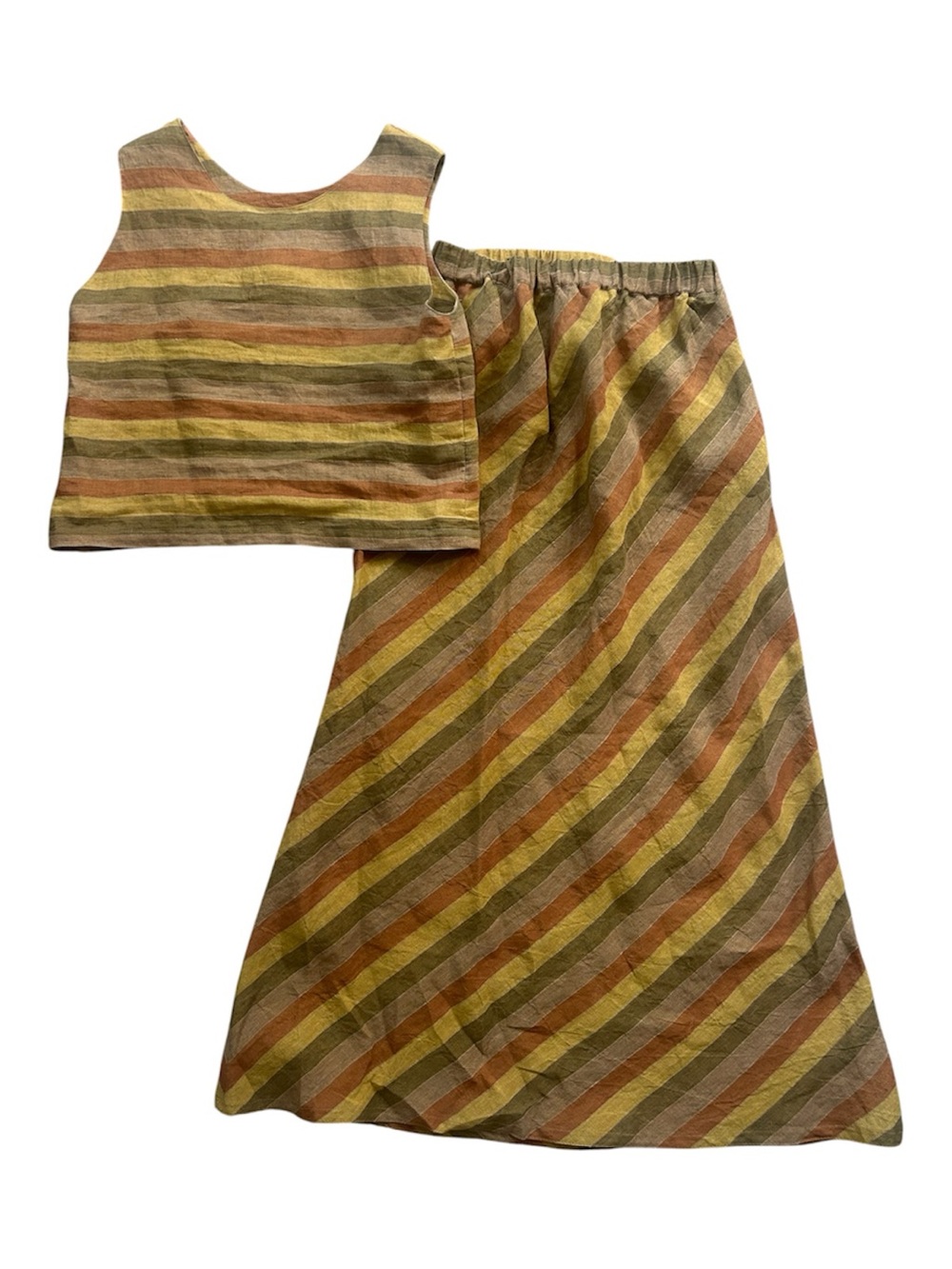 Vintage Jaeger Made in Great Britain 100% Linen Crop Top Maxi Skirt Set - Picture 1 of 6